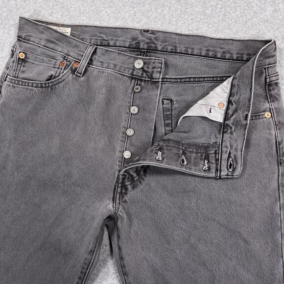 Levis Premium 501 Jeans Mens 36 x 36 Gray Straight Leg Button Fly Big E Denim - Picture 7 of 15